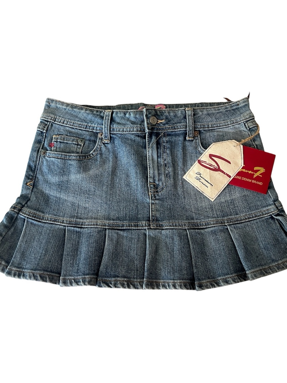 Seven7 Girls Denim Pleated Mini Skirt - Light Blue